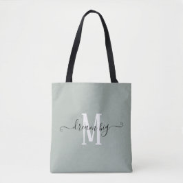 Bolsa Tote Sonho Grande Monograma Motivacional Verdes Iniciai