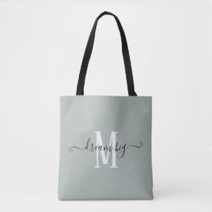 Bolsa Tote Sonho Grande Monograma Motivacional Verdes Iniciai