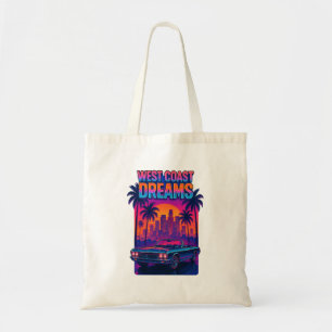 Bolsa Tote Sonhos da Costa Oeste – Synthwave Retro dos Anos 8