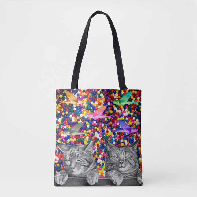 Bolsa Tote Sonhos de Gatinho Colorido (Frente)
