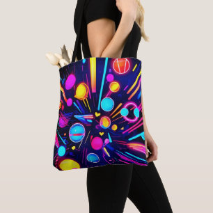 Bolsa Tote Sonhos de Neon - Formas e Cores Psicodélicas