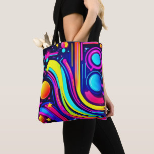 Bolsa Tote Sonhos de Neon: Uma Odisseia Digital Psicodélica