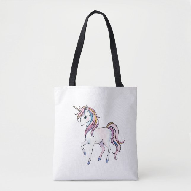 Bolsa Tote Sonhos de Unicórnio mágico - Design de Fantasia Wh (Frente)