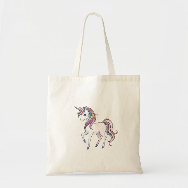 Bolsa Tote Sonhos de Unicórnio mágico - Design de Fantasia Wh (Frente)