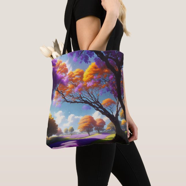 Bolsa Tote Sonhos lavandas Sob O Céu De Jacaranda, (Close Up)