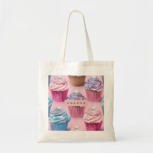 Bolsa Tote Sonhos Personalizados de Cupcake Pastel Caprichoso