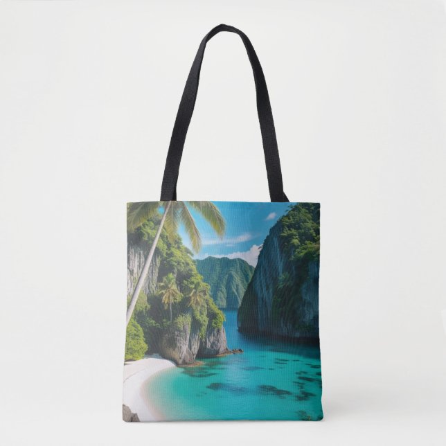 Bolsa Tote "Sonhos Turquesa em Suas Mãos - Capa Tropical (Frente)