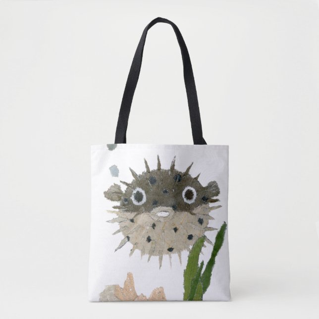 Bolsa Tote Soprador, Blowfish, peixe, criatura do mar (Frente)