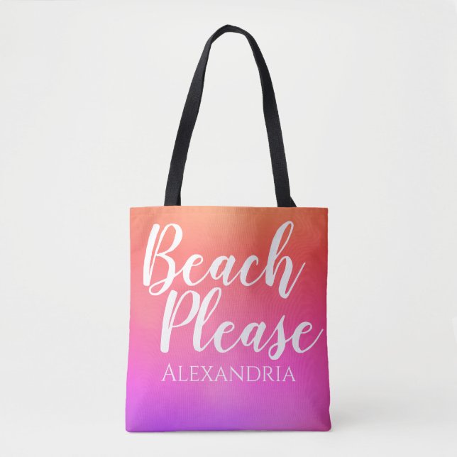 Bolsa Tote Sopro Rosa Laranja de Praia Personalizado (Frente)