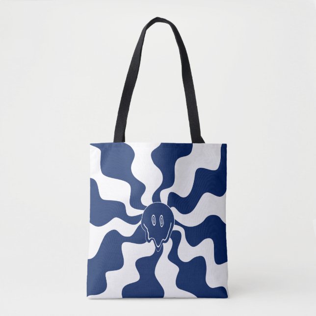 Bolsa Tote Sorria derretida em azul e branco (Frente)