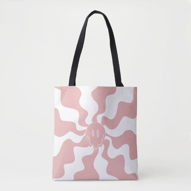 Bolsa Tote Sorria derretida em rosa e branco (Frente)