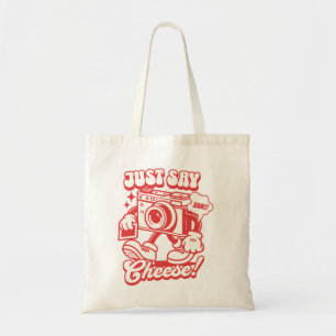 Bolsa Tote "Sorria!" Mascote de Câmera Retrô