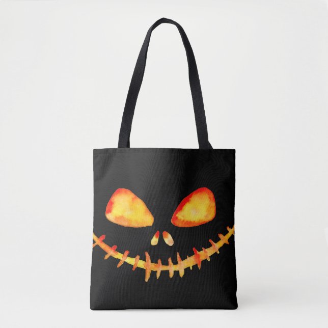 Bolsa Tote Sorriso brilhante Jack O' Lanterna (Frente)