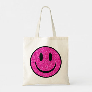 Bolsa Tote Sorriso de Rosto com Brilho Rosa