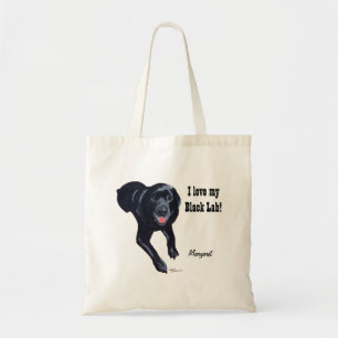 Bolsa Tote Sorriso preto personalizado de Labrador