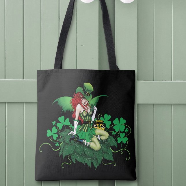 Bolsa Tote Sorte Verde Irlandês Fada Cabelo Vermelho Trevo (Criador carregado)