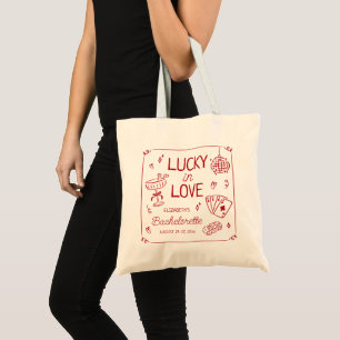 Bolsa Tote Sortuda no Amor Desenho à Mão Bachelorette Caprich