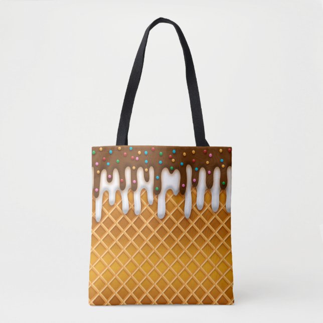 Bolsa Tote Sorvete De Chocolate De Waffle Cone E Vanilla (Frente)