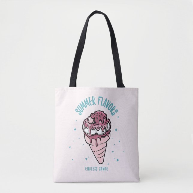 Bolsa Tote Sorvete de gotejamento de flores de verão (Frente)