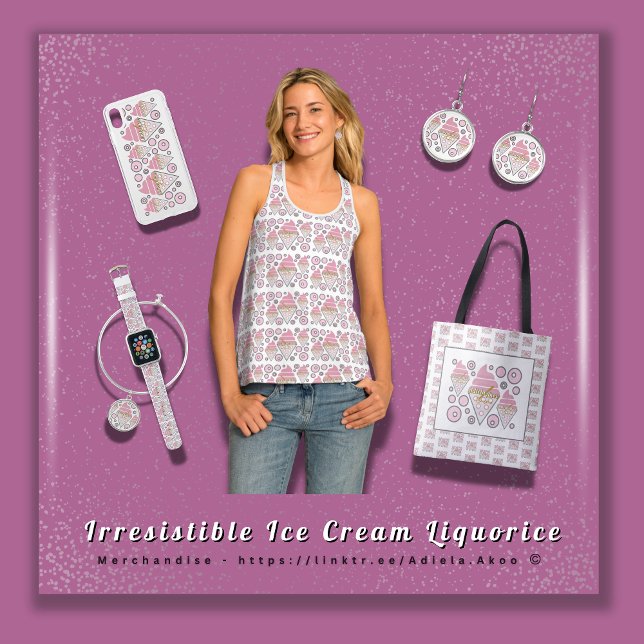 Bolsa Tote Sorvete de Licorice irresistível - Adiela Akoo (BUY NOW Irresistible Ice Cream Liquorice Tank, Tote, Bangle, Watch & Phone Case by Poet Adiela Akoo )