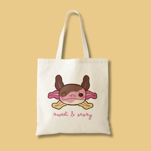 Bolsa Tote Sorvete napolitano elegante e sassy Axolotl (Criador carregado)