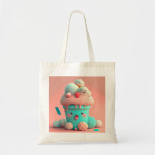 Bolsa Tote Sorvete notebook rosa e giro