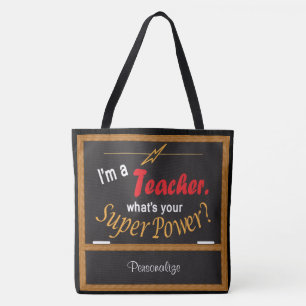 Bolsa Tote Sou professor, qual é a sua superpotência?