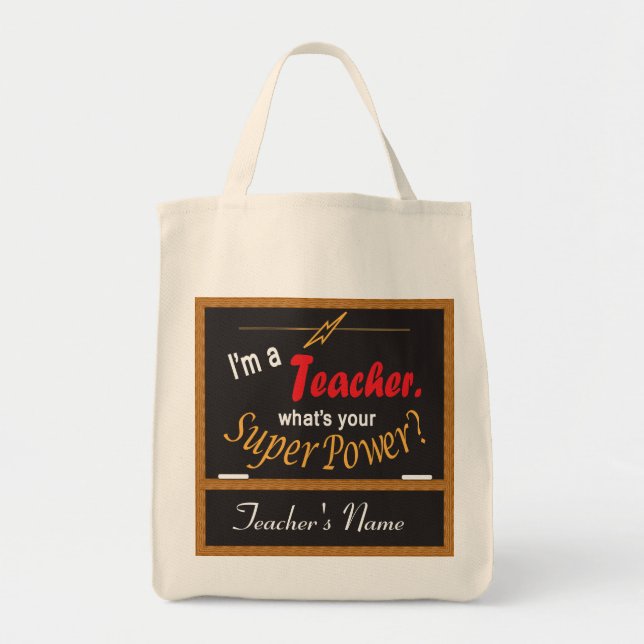 Bolsa Tote Sou professor, qual é o seu superpoder? (Frente)
