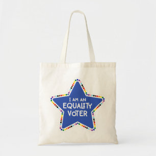 Bolsa Tote Sou um eleitor de igualdade! LGBTQ+ Rainbow Star