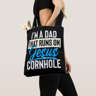 Bolsa Tote Sou Um Pai Que Funciona Com Jesus E Cornhole