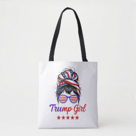 Bolsa Tote Sou uma Trump Girl, Messy Bun Election 2024