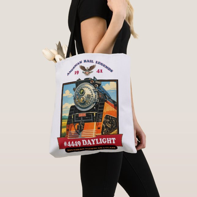 Bolsa Tote SP GS-4 Daylight 4449 Steam Locomotive Retro Print (Close Up)