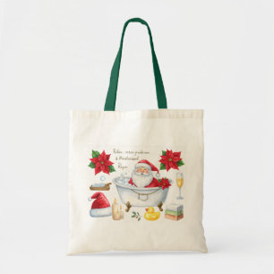 Bolsa Tote Spa Natal temático com Papai Noel na banheira