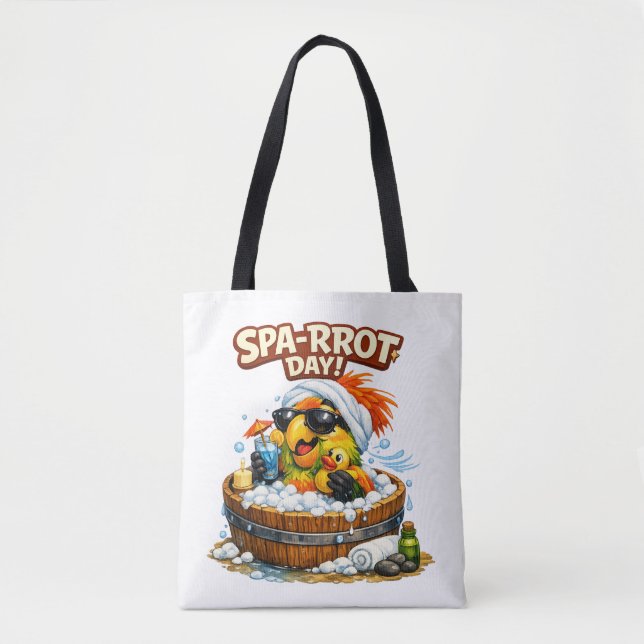 Bolsa Tote Spa-rrrot Day Funny Parrot Spa Relax Design (Frente)