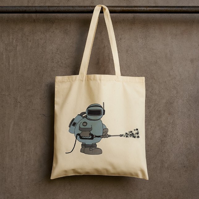Bolsa Tote Space Janitor Spraying Stars Sci-Fi Astronaut  (Criador carregado)