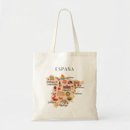 Bolsa Tote Spain travel map (two-sided print)