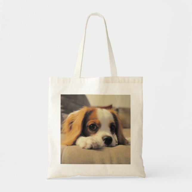 Bolsa Tote Spaniel de rei Charles descuidado que afaga (Frente)