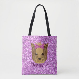 Bolsa Tote Sparkie Yorkshire Terrier Puppy Dog Glitter
