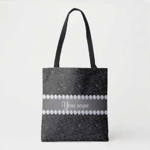 Bolsa Tote Sparkles e diamantes pretos dos Sequins do falso