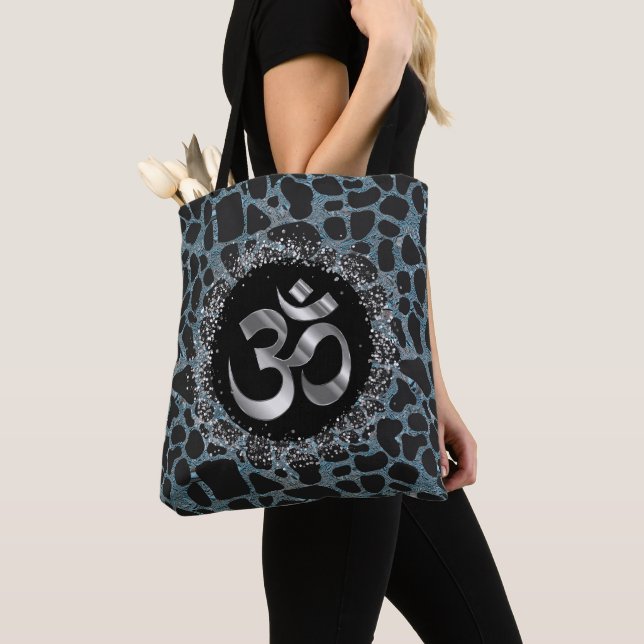Bolsa Tote Sparver Silver OM Turquoise Giraffe Impressão Bols (Close Up)