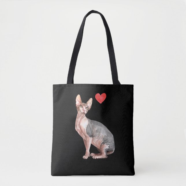 Bolsa Tote Sphynx Cat Lover Kitten Heart (Frente)