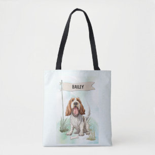Bolsa Tote Spinone Italiano Aquarela Cachorro Personalizado
