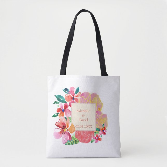 Bolsa Tote Splash Floral Tropical do Havaí Personalizado (Frente)