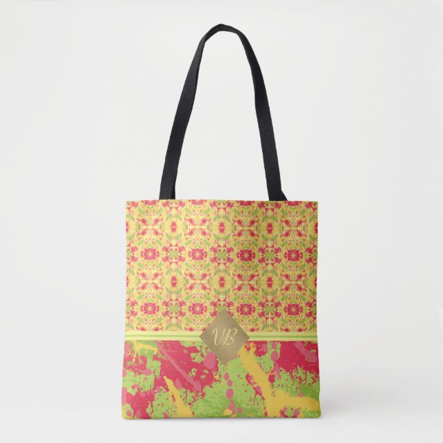 Bolsa Tote Splatter de pintura brilhante tropical (Frente)