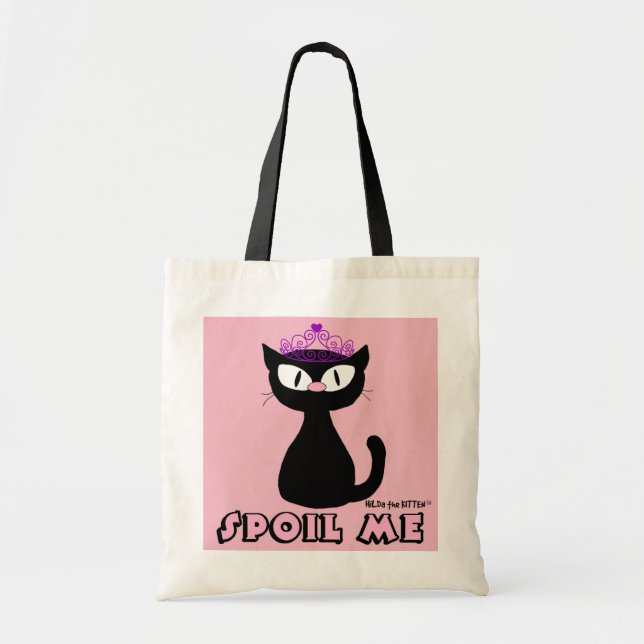 Bolsa Tote "SPOIL ME" Gato preto giro Hilda, o gatinho (Frente)