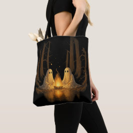 Bolsa Tote Spooky Ghost Campfire Night Forest Art - Halloween
