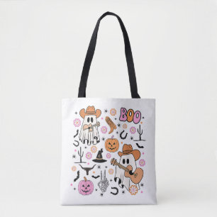 Bolsa Tote Spooky Ghost Cowboy Cute Halloween Boo Western Ret