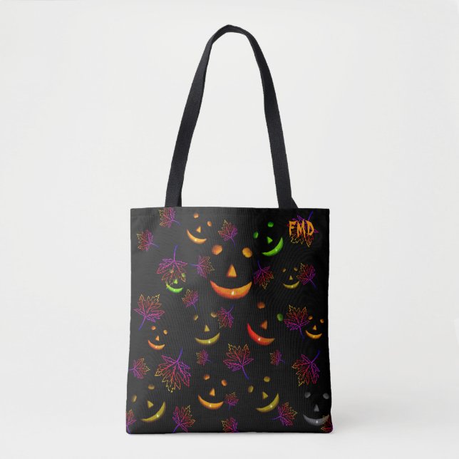Bolsa Tote Spooky Glow Happy Jack-O'-lanterna (Frente)