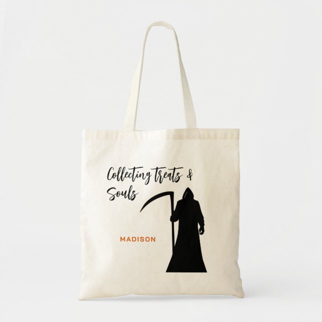 Bolsa Tote "Spooky Grim Reaper Treat" Ou "Souls Halloween" (Frente)