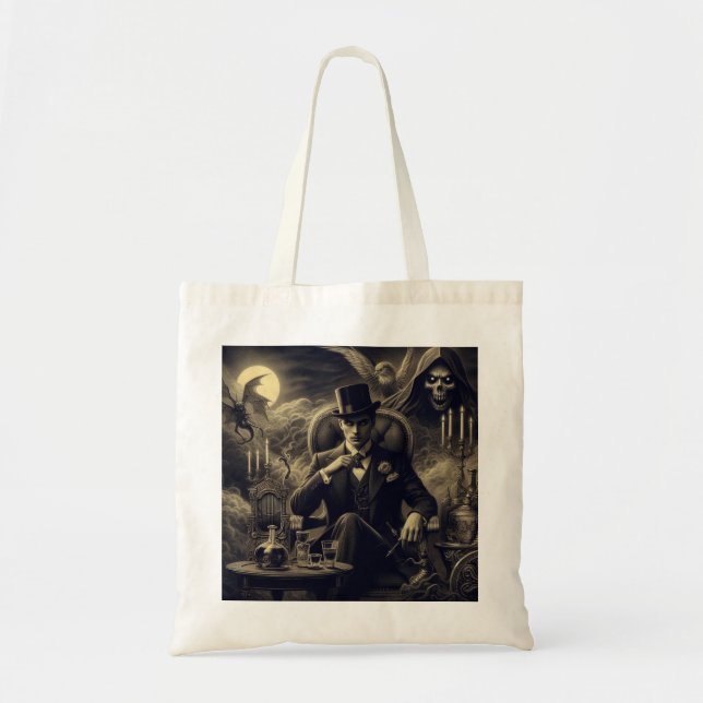 Bolsa Tote Spooky Halloween Steampunk Man in Fog Tote Bag (Frente)